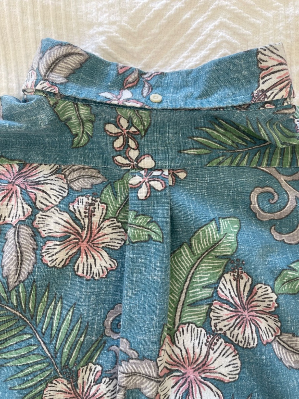 Reyn Spooner Men's 2XL Fancy Biscus Button Down Shirt Cotton Hawaiian Aloha Blue - Picture 5 of 11